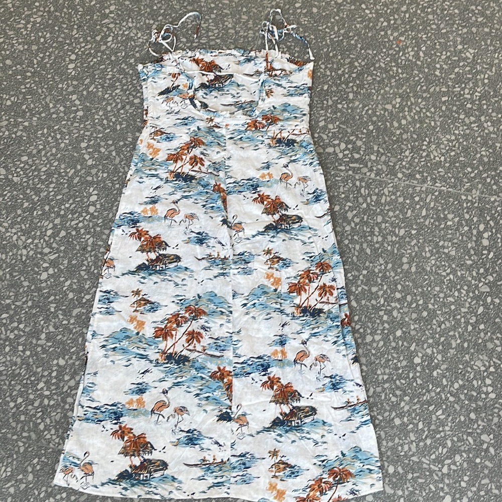 Free People Beach Party Flamingo Midi Linen Blend Dress - Picture 4 of 16